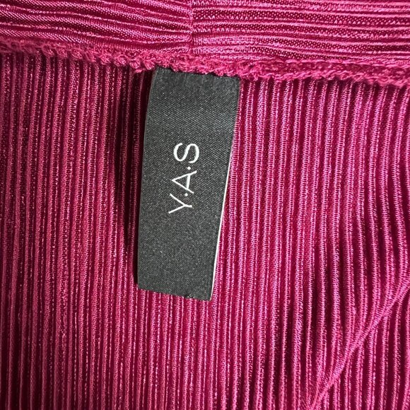 YAS Wrap Dress Womens Medium Wine Maxi Long Sleeve Ribbed V-Neck Slinky Stretch - Picture 12 of 13